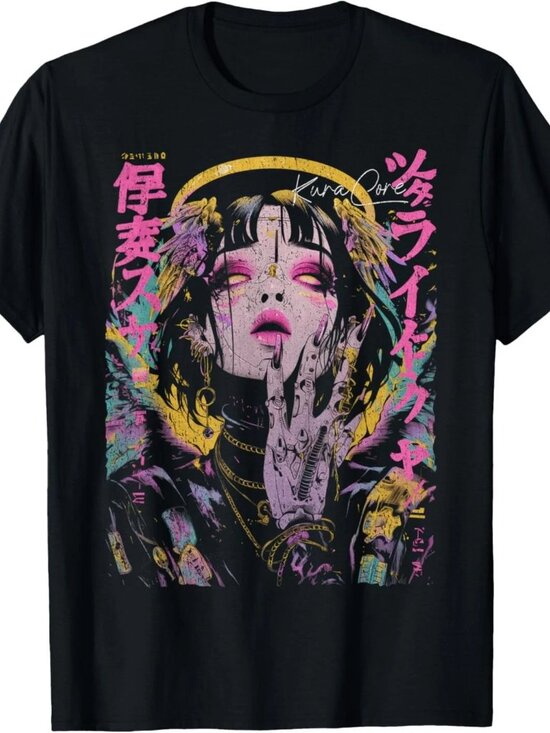 Posh M Other - Japanese Streetwear Cyberpunk Angel Y2K Techwear Manga Anime T-Shirt  187